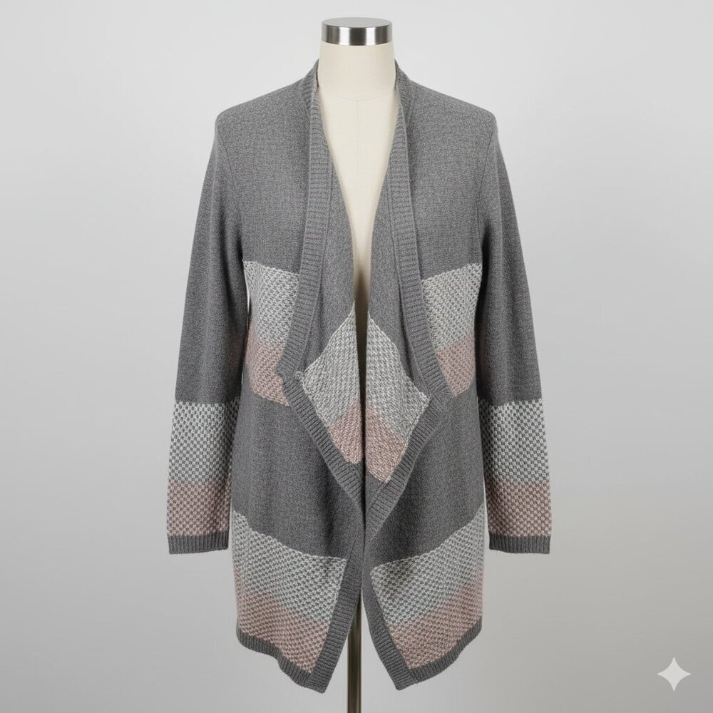 Signature Studio Chic Gray and Cream Cardigan